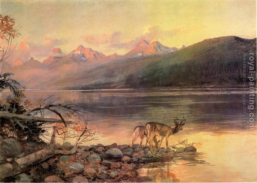 Charles Marion Russell : Deer at Lake McDonald